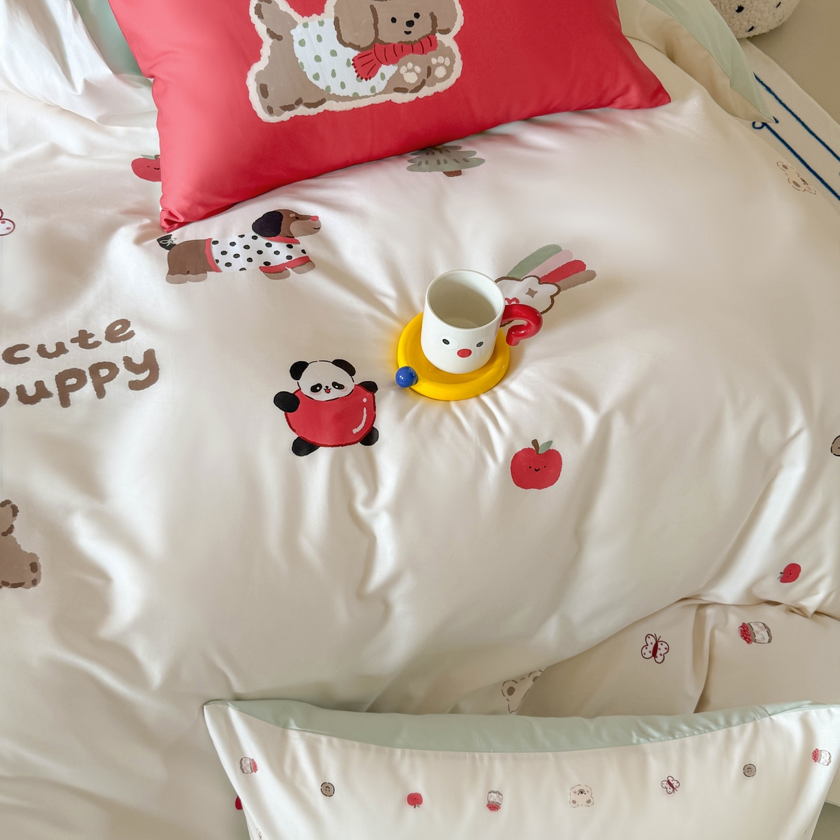 91家纺网 家纺一手货源 找家纺 （总）库里梦家纺 2025新款100支长绒棉纯棉数码印花四件套-欢乐派对