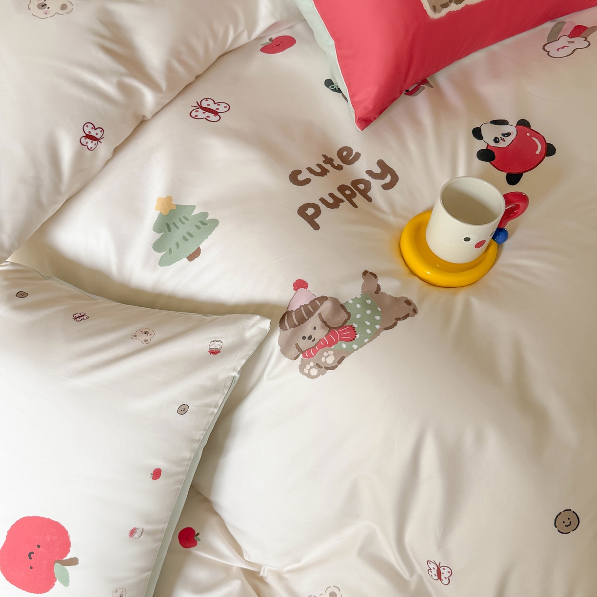 91家纺网 家纺一手货源 找家纺 （总）库里梦家纺 2025新款100支长绒棉纯棉数码印花四件套-欢乐派对