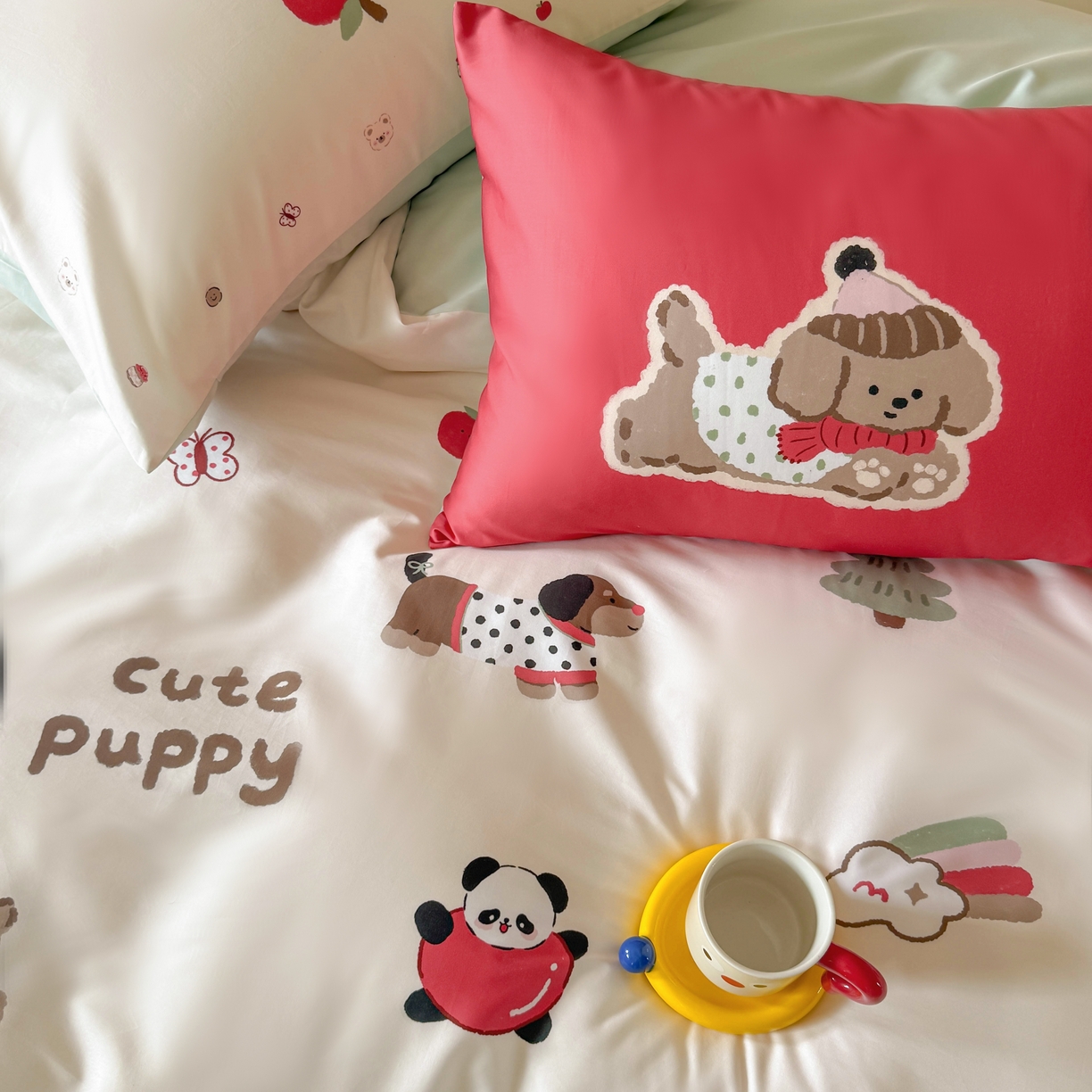 91家纺网 家纺一手货源 找家纺 （总）库里梦家纺 2025新款100支长绒棉纯棉数码印花四件套-欢乐派对