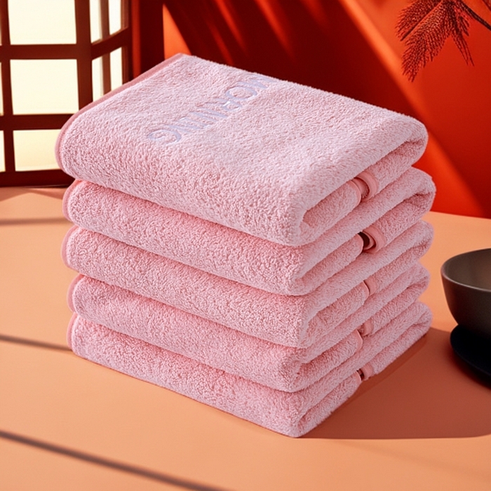 彩虹毛巾 2025新款电商赠品早安珊瑚绒毛巾浴巾两件套方巾毛巾浴巾套装加厚吸水浴巾直播福利 早安粉色毛巾5条装【俯拍】 组合套装