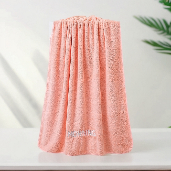 彩虹毛巾 2025新款电商赠品早安珊瑚绒毛巾浴巾两件套方巾毛巾浴巾套装加厚吸水浴巾直播福利 早安粉色浴巾1条装 组合套装