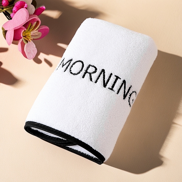 彩虹毛巾 2025新款电商赠品早安珊瑚绒毛巾浴巾两件套方巾毛巾浴巾套装加厚吸水浴巾直播福利 早安白色毛巾1条装 组合套装