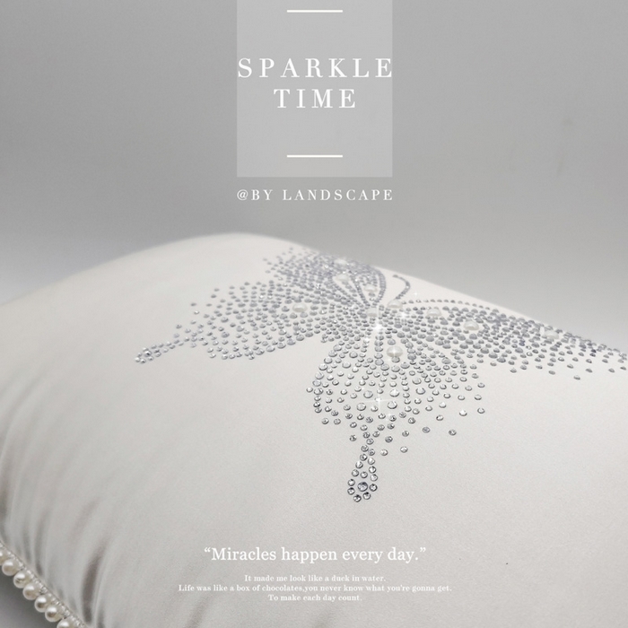 91家纺网 家纺一手货源 找家纺 （总）澜屿 新款珍珠蝶影珍珠烫钻轻奢高端抱枕配饰枕套枕芯