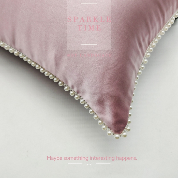 91家纺网 家纺一手货源 找家纺 澜屿 新款珍珠蝶影珍珠烫钻轻奢高端抱枕配饰枕套枕芯 珍珠蝶影-粉色