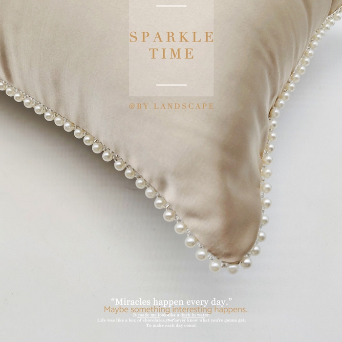 91家纺网 家纺一手货源 找家纺 澜屿 新款珍珠蝶影珍珠烫钻轻奢高端抱枕配饰枕套枕芯 珍珠蝶影-香槟