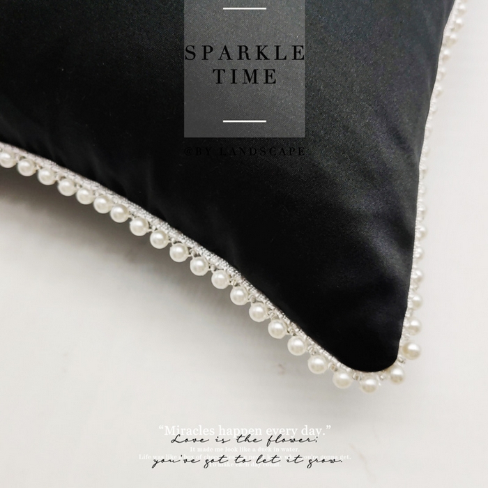 91家纺网 家纺一手货源 找家纺 澜屿 新款珍珠蝶影珍珠烫钻轻奢高端抱枕配饰枕套枕芯 珍珠蝶影-曜黑