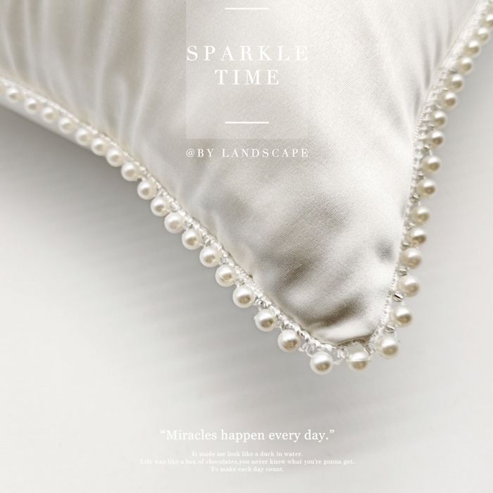 91家纺网 家纺一手货源 找家纺 澜屿 新款珍珠蝶影珍珠烫钻轻奢高端抱枕配饰枕套枕芯 珍珠蝶影-米白