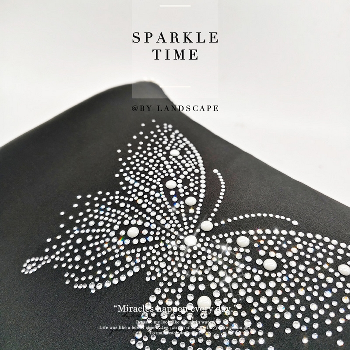 91家纺网 家纺一手货源 找家纺 澜屿 新款珍珠蝶影珍珠烫钻轻奢高端抱枕配饰枕套枕芯 珍珠蝶影-曜黑