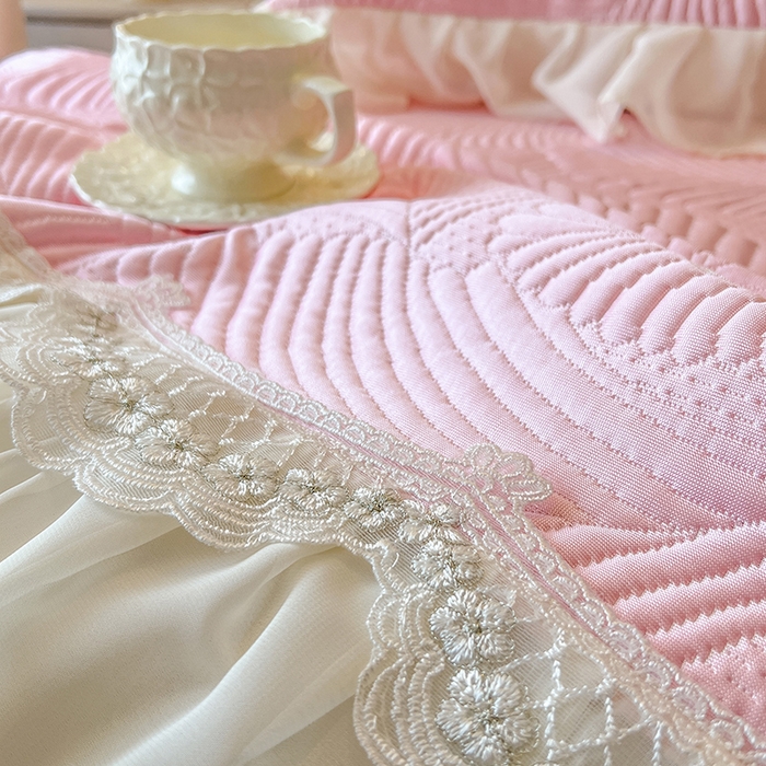 91家纺网 家纺一手货源 找家纺 网红馆（ck家纺） 2025新款床盖款豆豆席凉席席子-花叶海 花叶海-粉色