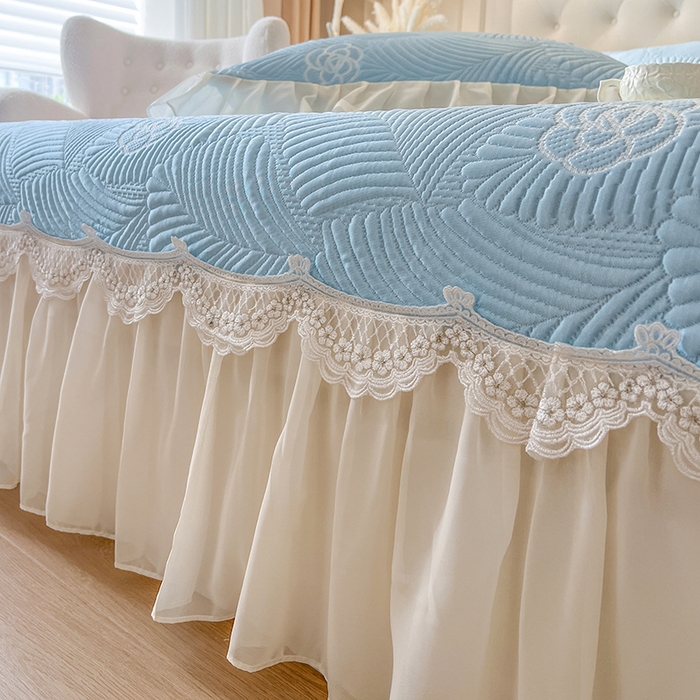 91家纺网 家纺一手货源 找家纺 网红馆（ck家纺） 2025新款床盖款豆豆席凉席席子-花叶海 花叶海-蓝色