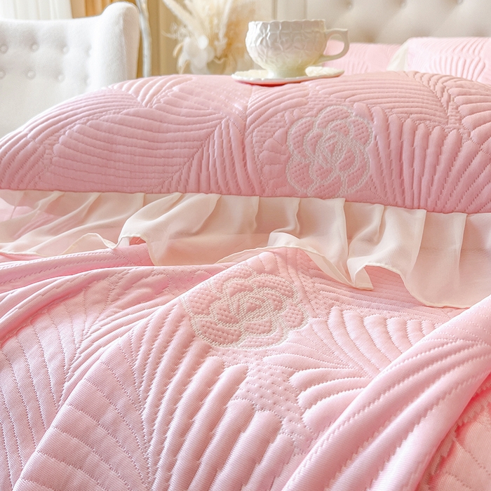 91家纺网 家纺一手货源 找家纺 （总）网红馆（ck家纺） 2025新款床盖款豆豆席凉席席子-花叶海