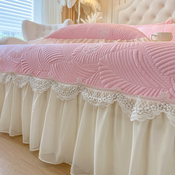 91家纺网 家纺一手货源 找家纺 网红馆（ck家纺） 2025新款床盖款豆豆席凉席席子-花叶海 花叶海-粉色