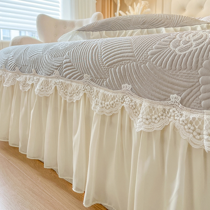 91家纺网 家纺一手货源 找家纺 网红馆（ck家纺） 2025新款床盖款豆豆席凉席席子-花叶海 花叶海-灰色