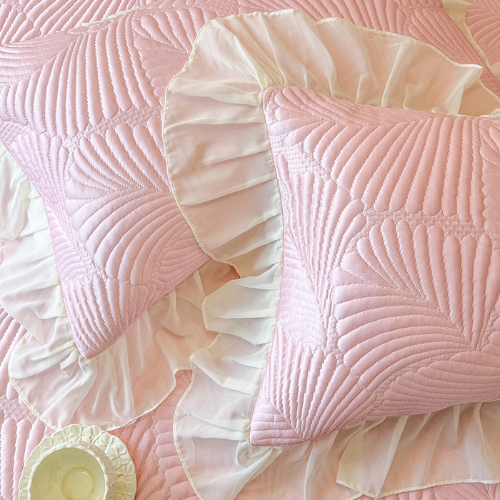 91家纺网 家纺一手货源 找家纺 网红馆（ck家纺） 2025新款床盖款豆豆席凉席席子-花叶海 花叶海-粉色