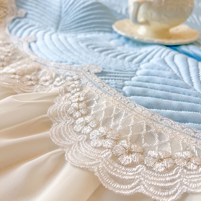 91家纺网 家纺一手货源 找家纺 网红馆（ck家纺） 2025新款床盖款豆豆席凉席席子-花叶海 花叶海-蓝色