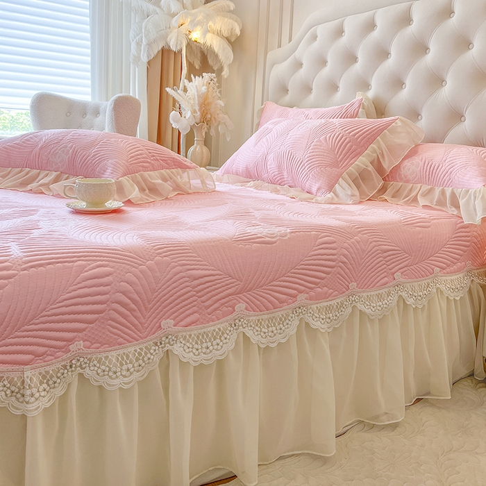 91家纺网 家纺一手货源 找家纺 网红馆（ck家纺） 2025新款床盖款豆豆席凉席席子-花叶海 花叶海-粉色