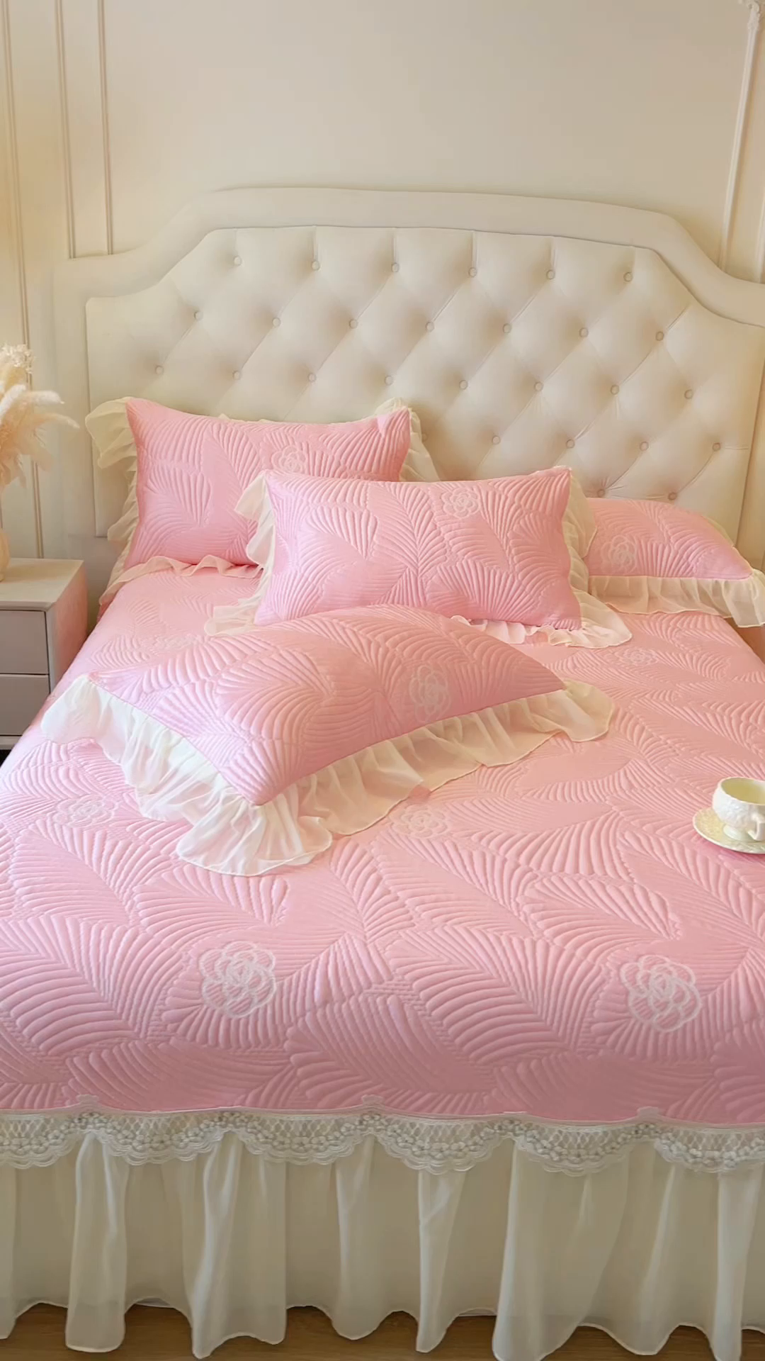 91家纺网 家纺一手货源 找家纺 （总）网红馆（ck家纺） 2025新款床盖款豆豆席凉席席子-花叶海