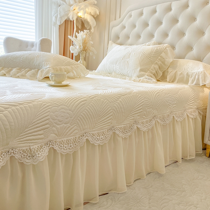 91家纺网 家纺一手货源 找家纺 网红馆（ck家纺） 2025新款床盖款豆豆席凉席席子-花叶海 花叶海-米色