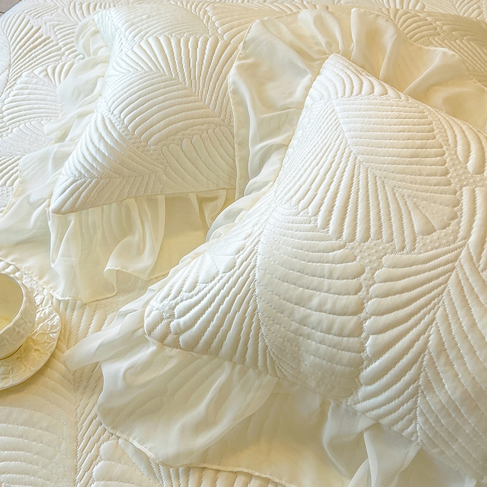 91家纺网 家纺一手货源 找家纺 网红馆（ck家纺） 2025新款床盖款豆豆席凉席席子-花叶海 花叶海-米色