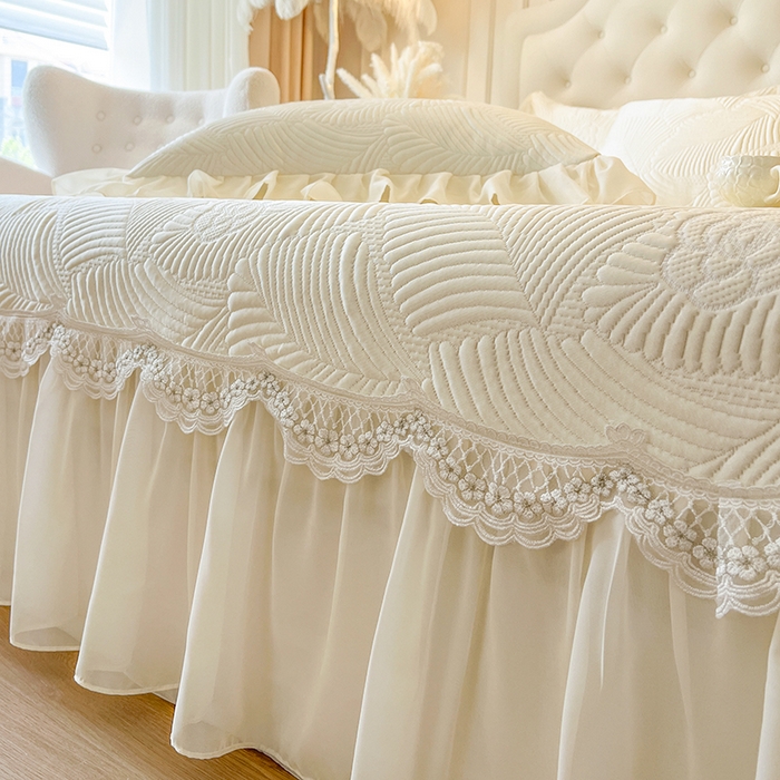 91家纺网 家纺一手货源 找家纺 网红馆（ck家纺） 2025新款床盖款豆豆席凉席席子-花叶海 花叶海-米色