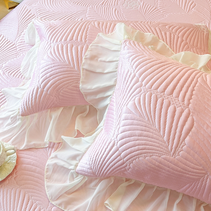 91家纺网 家纺一手货源 找家纺 网红馆（ck家纺） 2025新款床笠款床裙豆豆席凉席席子-花叶海 花叶海-粉色