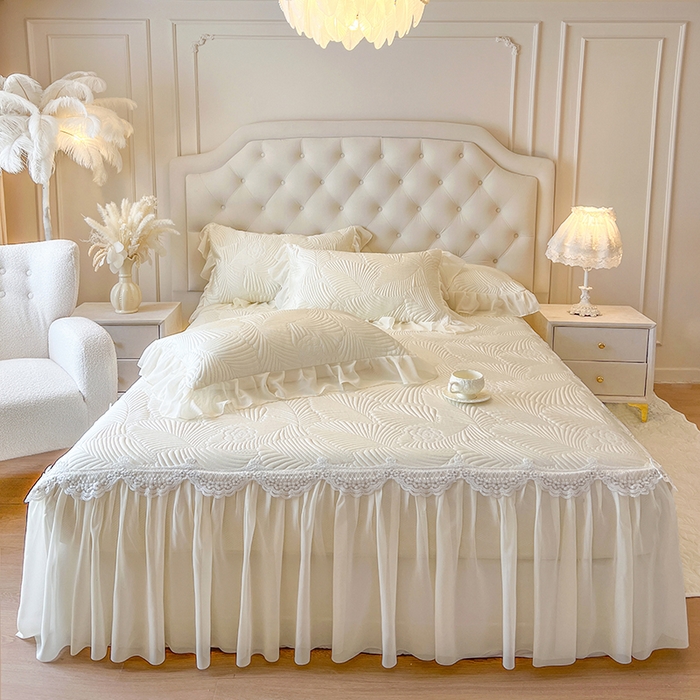 91家纺网 家纺一手货源 找家纺 网红馆（ck家纺） 2025新款床笠款床裙豆豆席凉席席子-花叶海 花叶海-米色