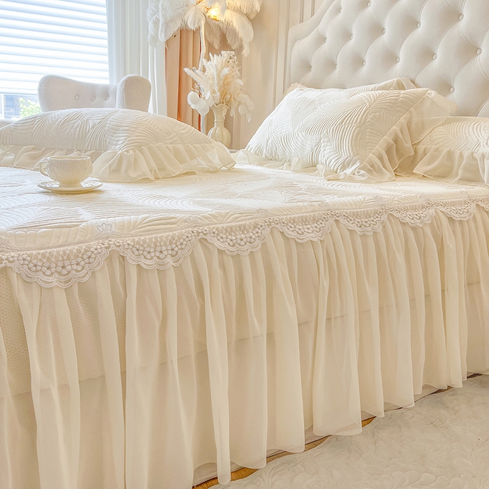 91家纺网 家纺一手货源 找家纺 网红馆（ck家纺） 2025新款床笠款床裙豆豆席凉席席子-花叶海 花叶海-米色