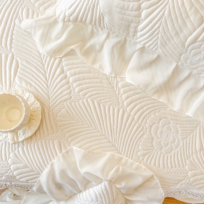 91家纺网 家纺一手货源 找家纺 网红馆（ck家纺） 2025新款床笠款床裙豆豆席凉席席子-花叶海 花叶海-米色