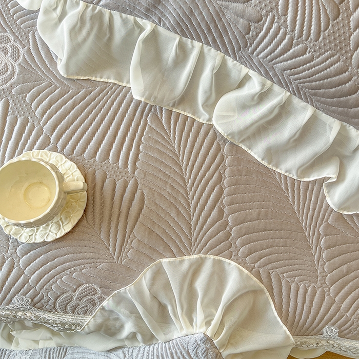 91家纺网 家纺一手货源 找家纺 网红馆（ck家纺） 2025新款床笠款床裙豆豆席凉席席子-花叶海 花叶海-灰色