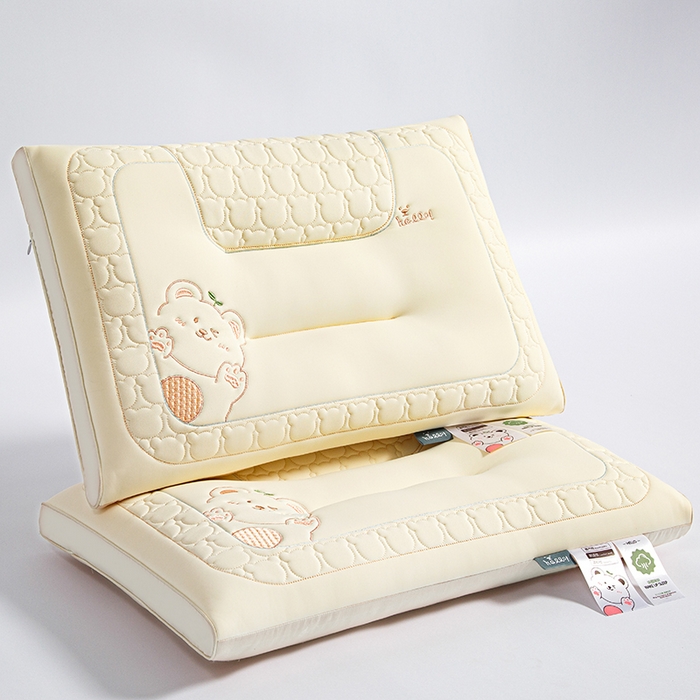 91家纺网 家纺一手货源 找家纺 芯宜佳 2025春夏新款绣花凉感丝护颈童梦枕枕头枕芯单枕芯 童梦枕-香草黄 30x50cm/只