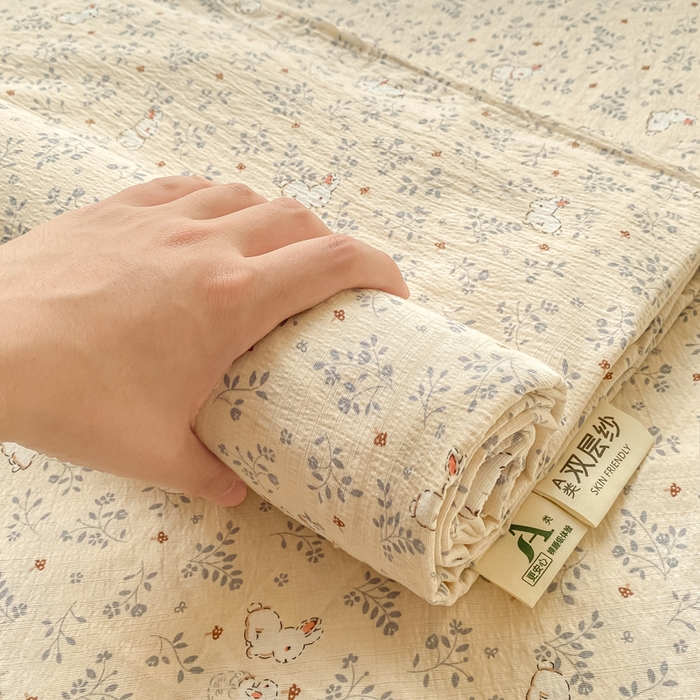 91家纺网 家纺一手货源 找家纺 （总）梦初语 2025夏季直播爆款A类水洗棉皱皱纱双层纱床单学生宿舍三件套