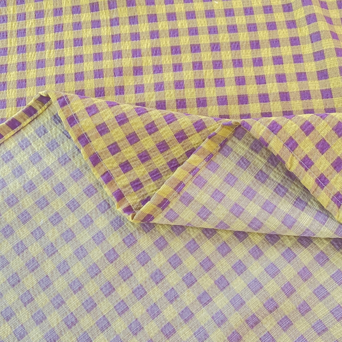 91家纺网 家纺一手货源 找家纺 梦初语 2025夏季直播爆款A类水洗棉皱皱纱双层纱床单学生宿舍三件套 典雅小格