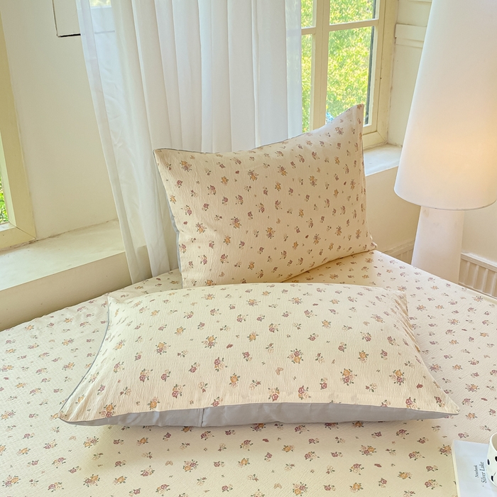 91家纺网 家纺一手货源 找家纺 梦初语 2025夏季直播爆款A类水洗棉皱皱纱双层纱床单学生宿舍三件套 繁花似锦