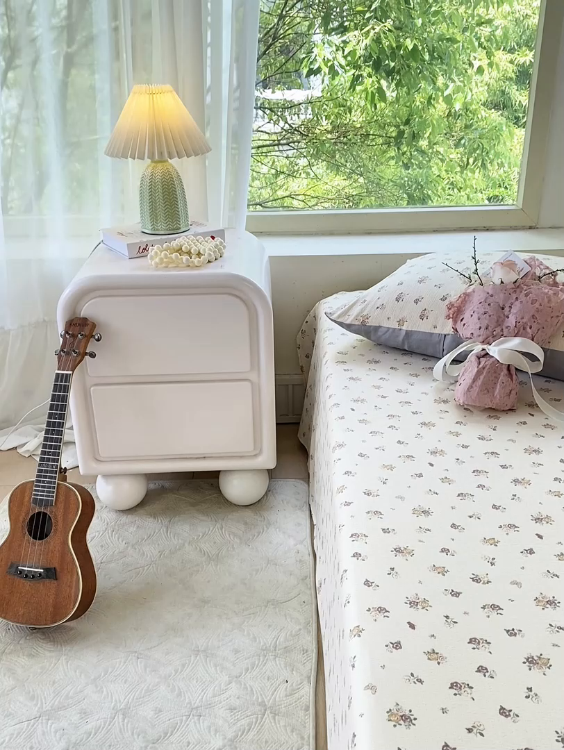 91家纺网 家纺一手货源 找家纺 梦初语 2025夏季直播爆款A类水洗棉皱皱纱双层纱床单学生宿舍三件套 繁花似锦