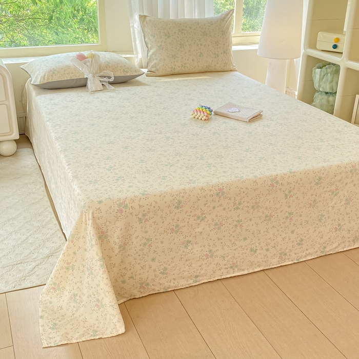 91家纺网 家纺一手货源 找家纺 梦初语 2025夏季直播爆款A类水洗棉皱皱纱双层纱床单学生宿舍三件套 秘密花园