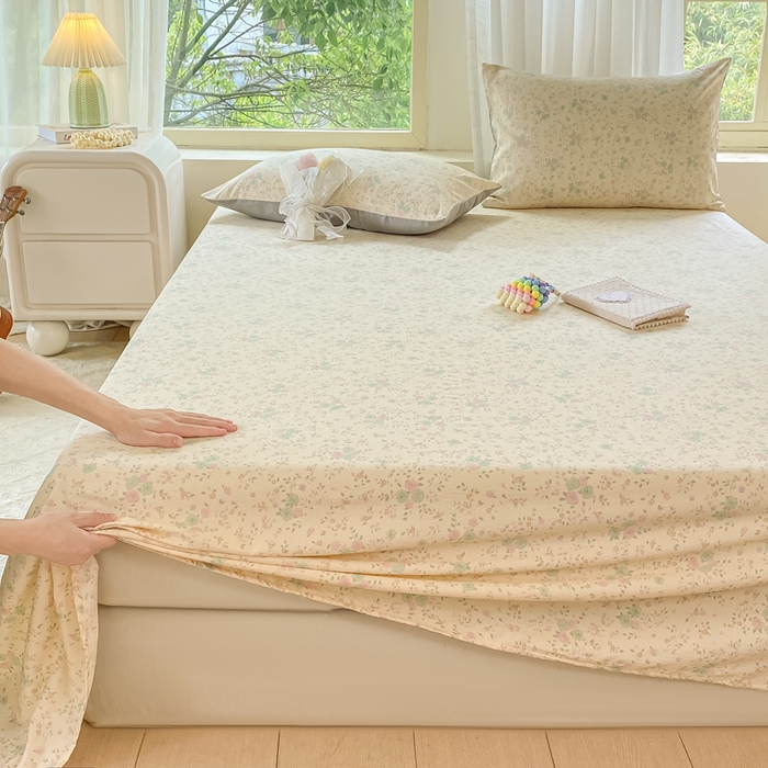 91家纺网 家纺一手货源 找家纺 梦初语 2025夏季直播爆款A类水洗棉皱皱纱双层纱床单学生宿舍三件套 秘密花园