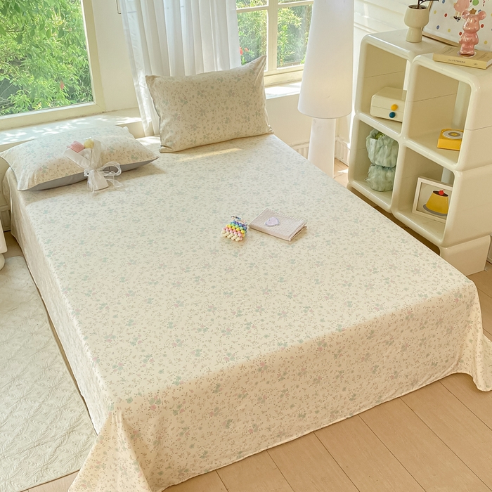 91家纺网 家纺一手货源 找家纺 梦初语 2025夏季直播爆款A类水洗棉皱皱纱双层纱床单学生宿舍三件套 秘密花园