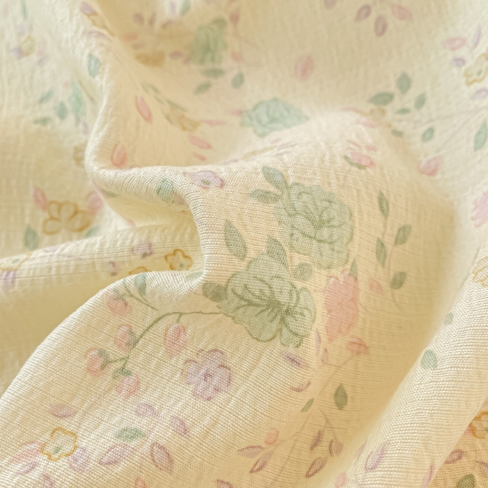 91家纺网 家纺一手货源 找家纺 梦初语 2025夏季直播爆款A类水洗棉皱皱纱双层纱床单学生宿舍三件套 秘密花园