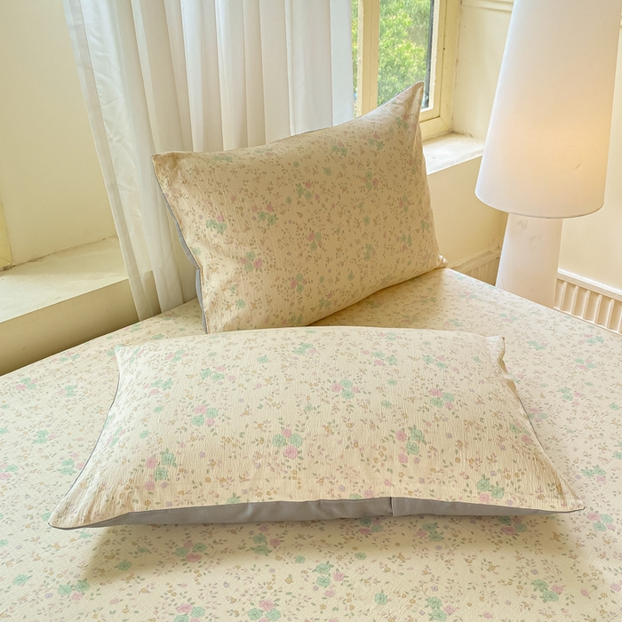 91家纺网 家纺一手货源 找家纺 梦初语 2025夏季直播爆款A类水洗棉皱皱纱双层纱床单学生宿舍三件套 秘密花园