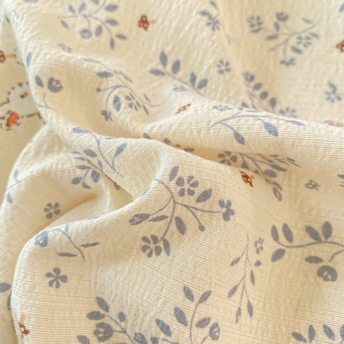 91家纺网 家纺一手货源 找家纺 梦初语 2025夏季直播爆款A类水洗棉皱皱纱双层纱床单学生宿舍三件套 唯美小兔