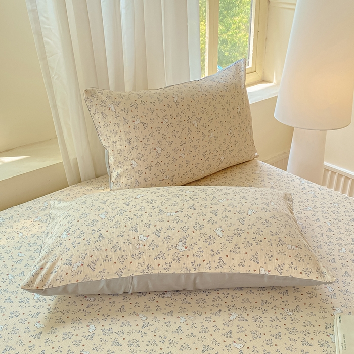 91家纺网 家纺一手货源 找家纺 梦初语 2025夏季直播爆款A类水洗棉皱皱纱双层纱床单学生宿舍三件套 唯美小兔