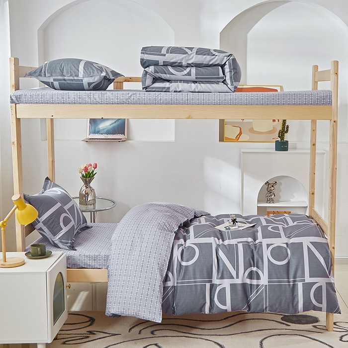 91家纺网 家纺一手货源 找家纺 贝兰仙奴 2025新款13372全棉纯棉简约时尚学生三件套 安斯蓝