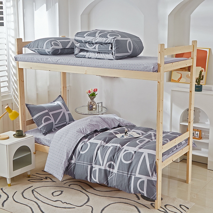 91家纺网 家纺一手货源 找家纺 贝兰仙奴 2025新款13372全棉纯棉简约时尚学生三件套 安斯蓝