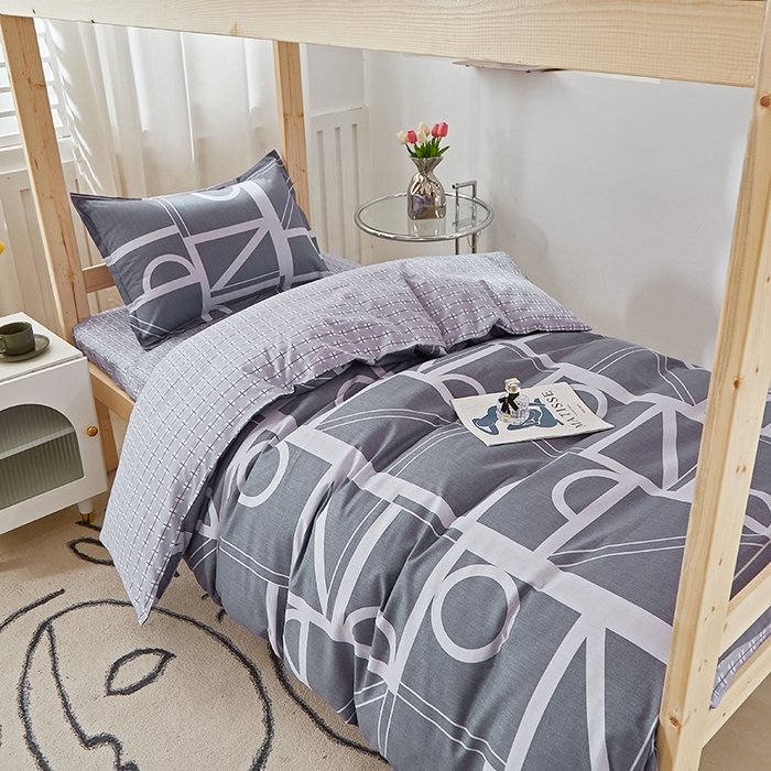 91家纺网 家纺一手货源 找家纺 贝兰仙奴 2025新款13372全棉纯棉简约时尚学生三件套 安斯蓝