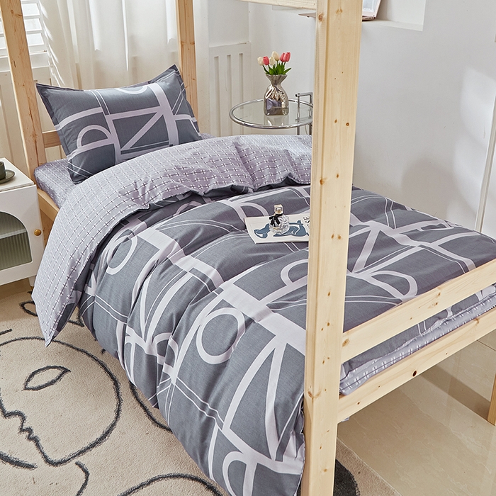 91家纺网 家纺一手货源 找家纺 贝兰仙奴 2025新款13372全棉纯棉简约时尚学生三件套 安斯蓝