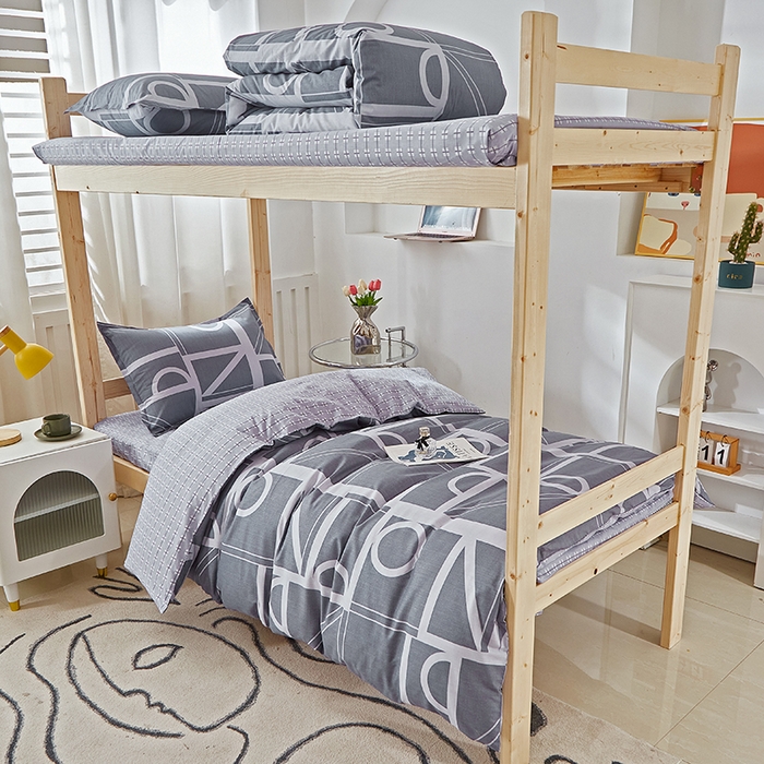 91家纺网 家纺一手货源 找家纺 贝兰仙奴 2025新款13372全棉纯棉简约时尚学生三件套 安斯蓝