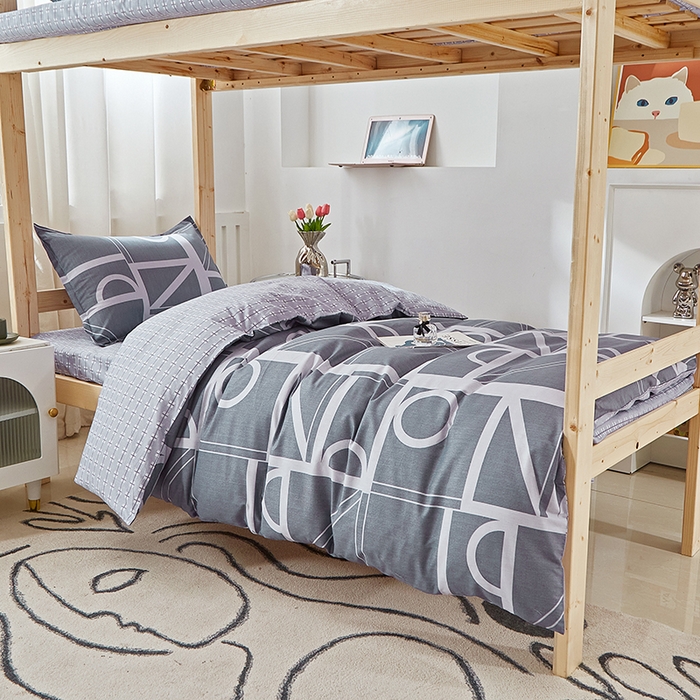 91家纺网 家纺一手货源 找家纺 贝兰仙奴 2025新款13372全棉纯棉简约时尚学生三件套 安斯蓝