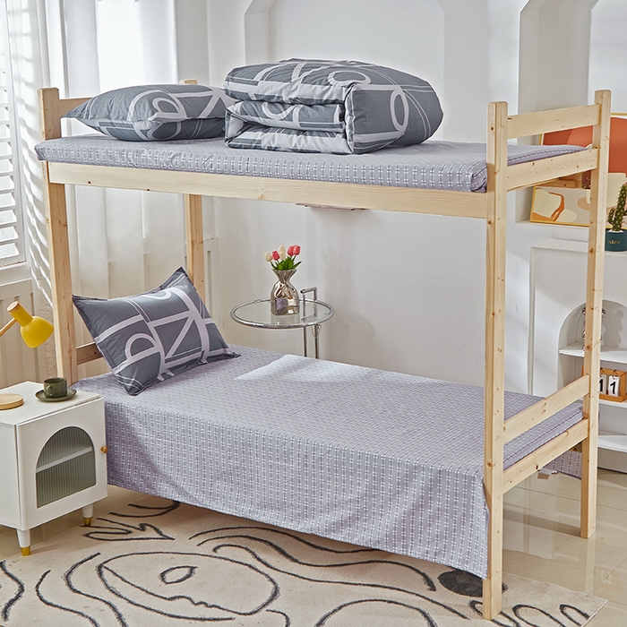 91家纺网 家纺一手货源 找家纺 贝兰仙奴 2025新款13372全棉纯棉简约时尚学生三件套 安斯蓝