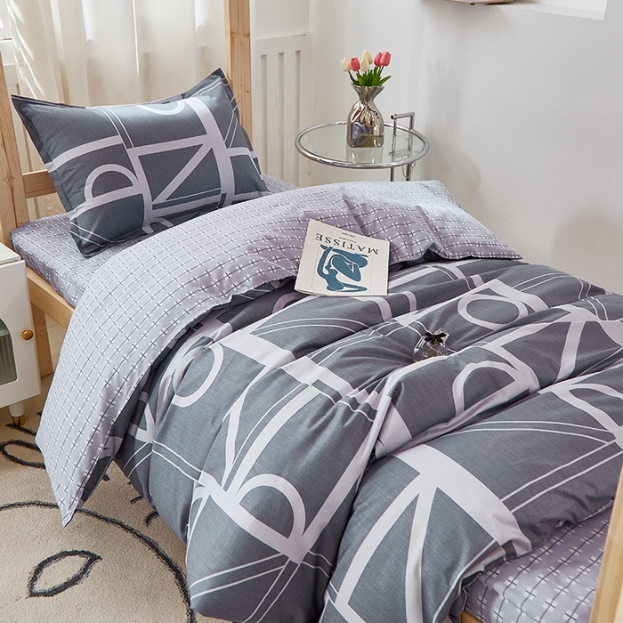 91家纺网 家纺一手货源 找家纺 贝兰仙奴 2025新款13372全棉纯棉简约时尚学生三件套 安斯蓝