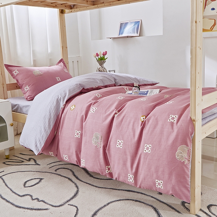 91家纺网 家纺一手货源 找家纺 贝兰仙奴 2025新款13372全棉纯棉简约时尚学生三件套 芭比小象豆沙